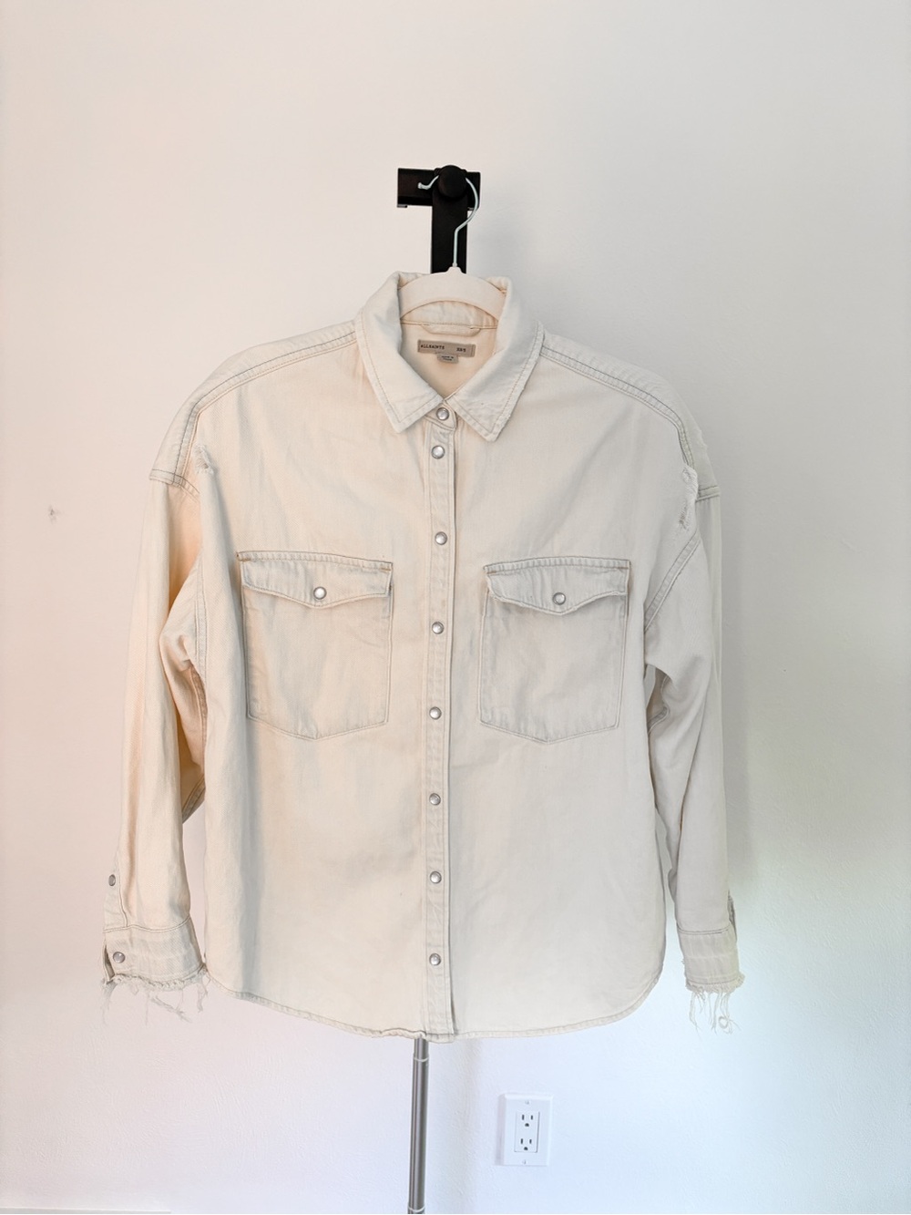 Distressed denim oversized shirt